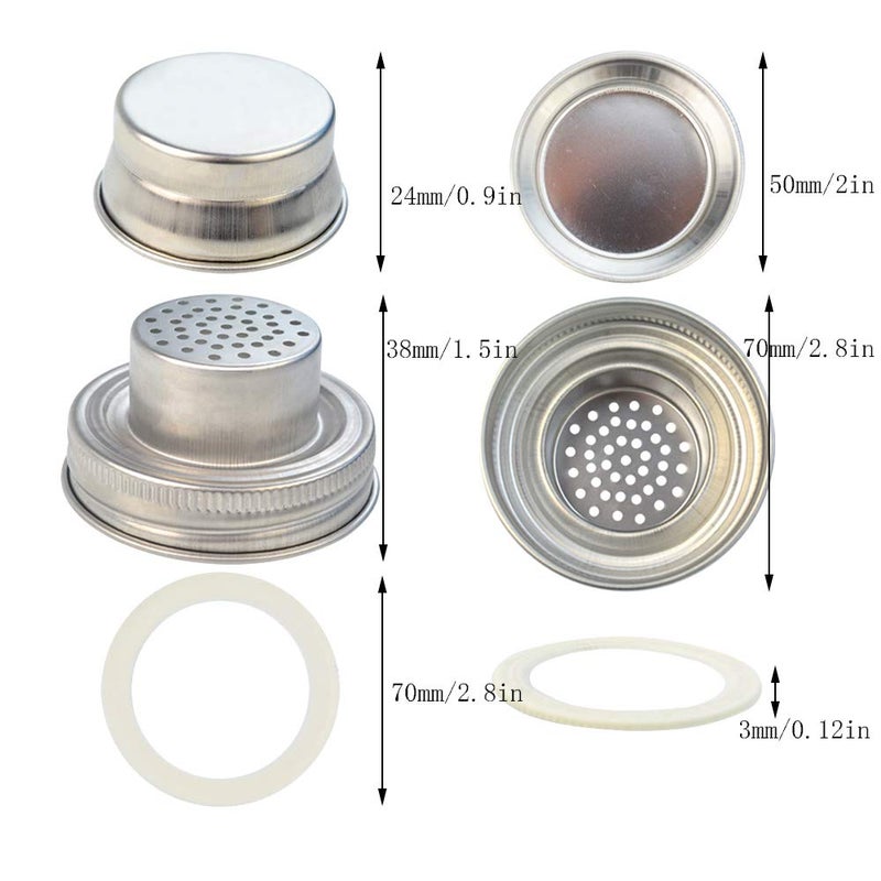 obmwang 4 Pack of Stainless Steel Mason Jar Shaker Lids Caps for Cocktail,Dredge Flour,Mix Spices,Sugar, Salt, Peppers and More or Shake Drinks Cocktail-Fits Any Regular Mouth Mason Jar Canning Jar - Image 4
